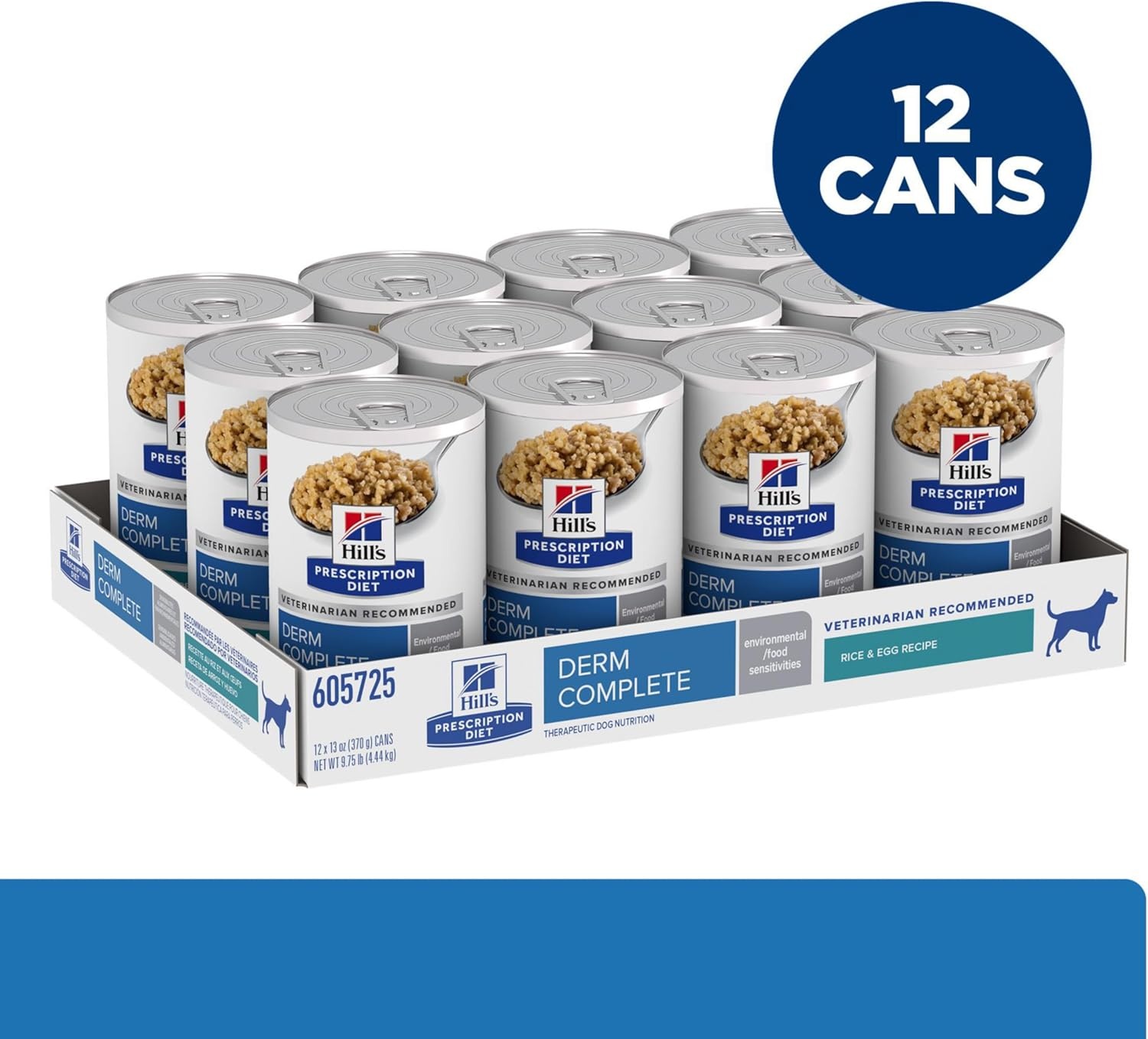 image:imageHills Prescription Diet Derm Complete EnvironmentalFood Sensitivities Wet Dog Food Rice amp Egg 13 oz Cans 12Pack
