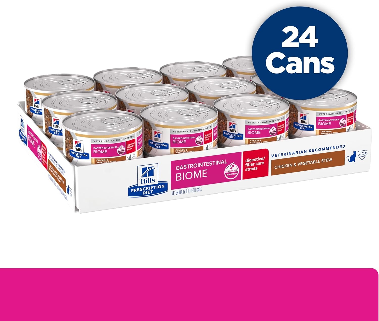 image:imageHills Prescription Diet Gastrointestinal Biome Stress DigestiveFiber Care Wet Cat Food Chicken amp Vegetable Stew 29 oz Cans 24Pack