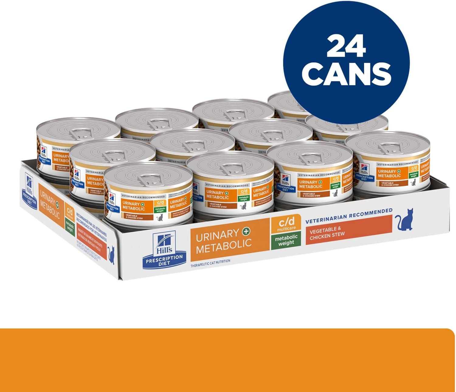 image:imageHills Prescription Diet cd Multicare Metabolic Wet Cat Food Vegetable amp Chicken Stew 29 oz Cans 24Pack