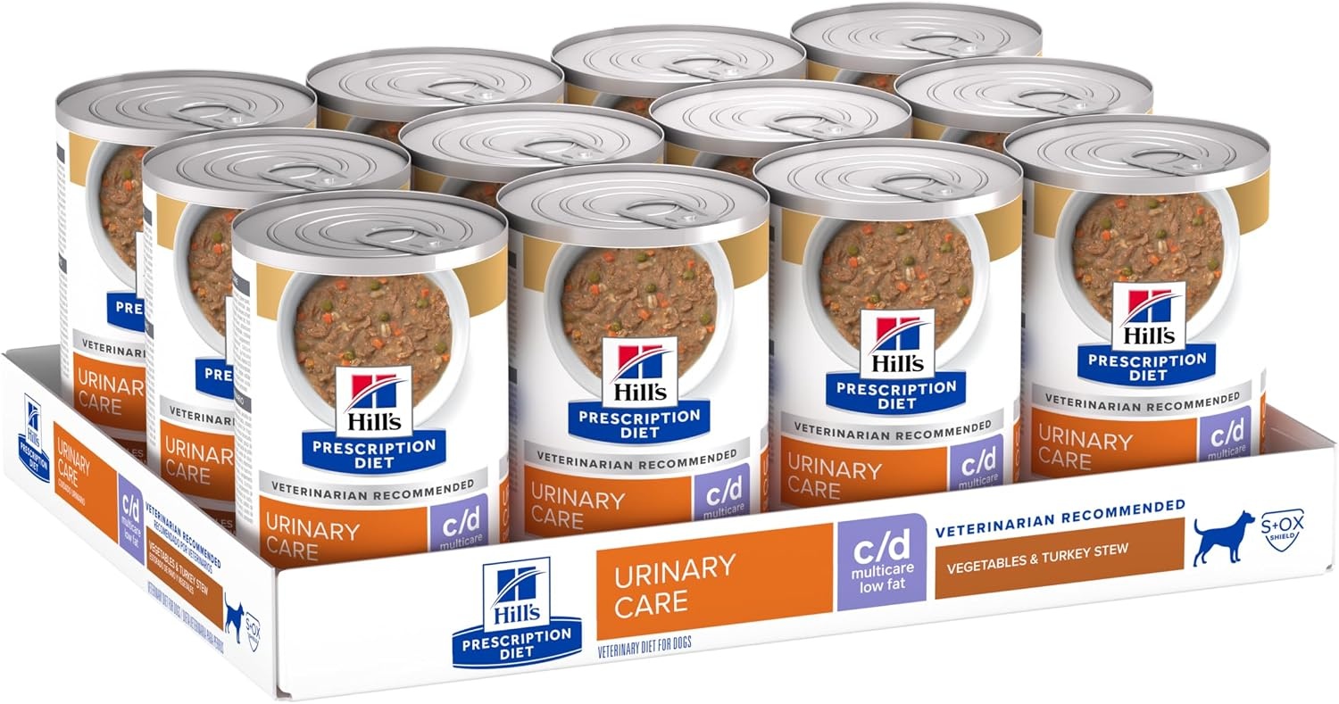 image:imageHills Prescription Diet cd Multicare Low Fat Urinary Care Wet Dog Food Vegetables amp Turkey Stew 125 oz Cans 12Pack