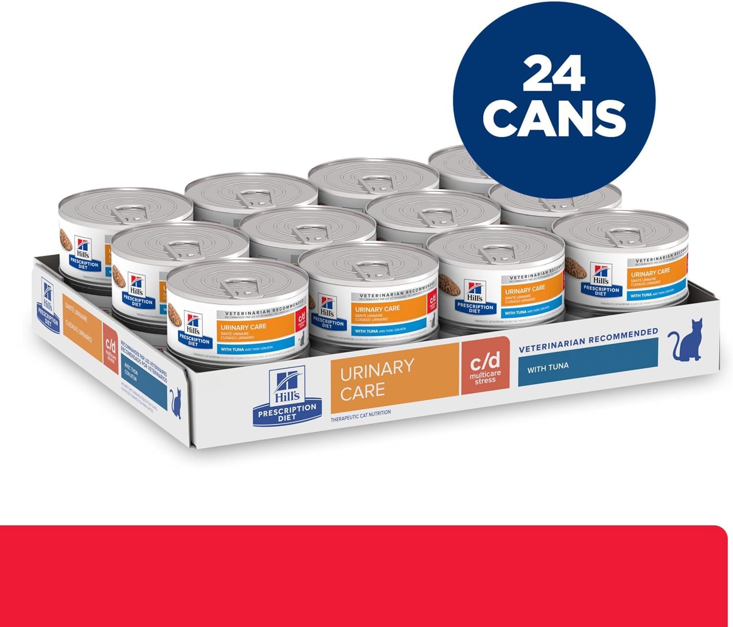 image:imageHills Prescription Diet cd Multicare Stress Urinary Care Wet Cat Food Chicken 55 oz Cans 24PackTuna