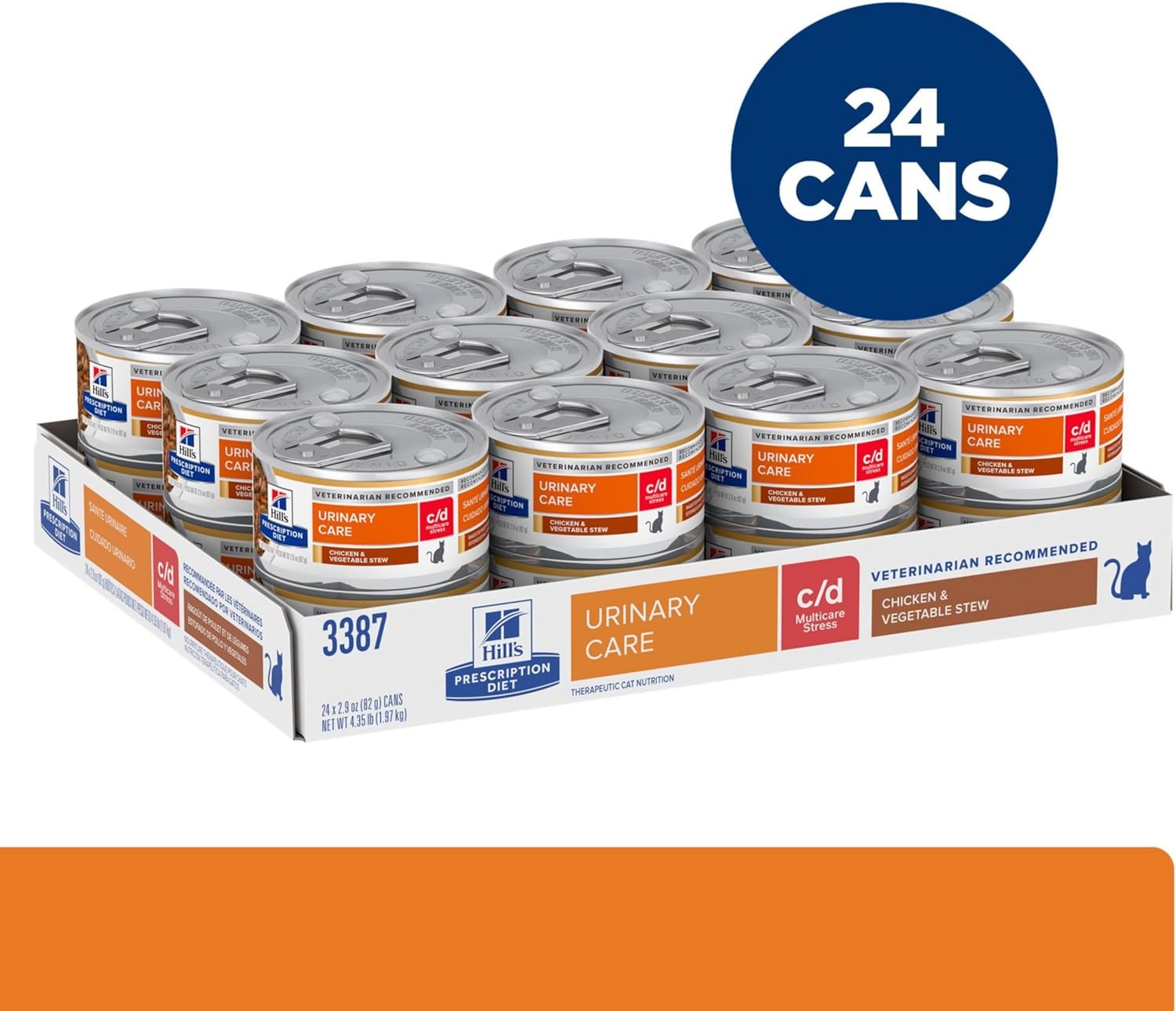 image:imageHills Prescription Diet cd Multicare Stress Urinary Care Wet Cat Food Chicken amp Vegetable Stew 29 oz Cans 24Pack