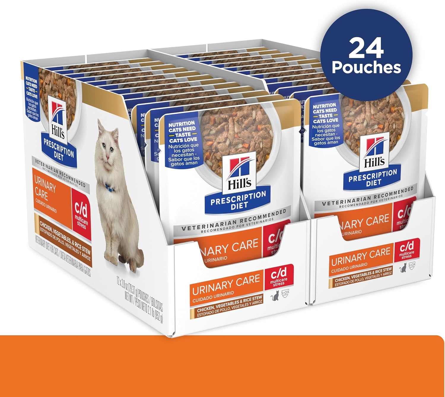 image:imageHills Prescription Diet cd Multicare Stress Wet Cat Food Vegetables Tuna amp Rice Stew 28 oz Pouches 24PackChicken Vegetable Rice Stew