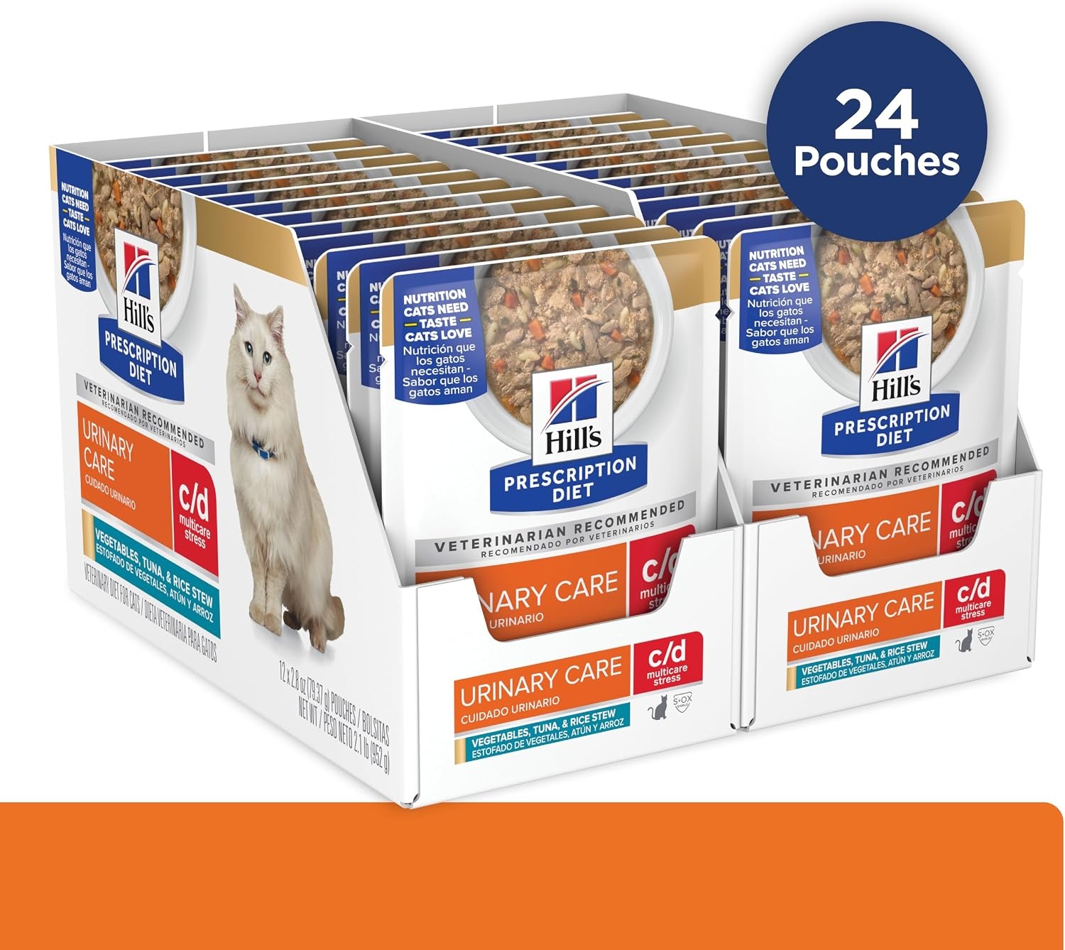 image:imageHills Prescription Diet cd Multicare Stress Wet Cat Food Vegetables Tuna amp Rice Stew 28 oz Pouches 24PackVegetable Tuna Rice Stew