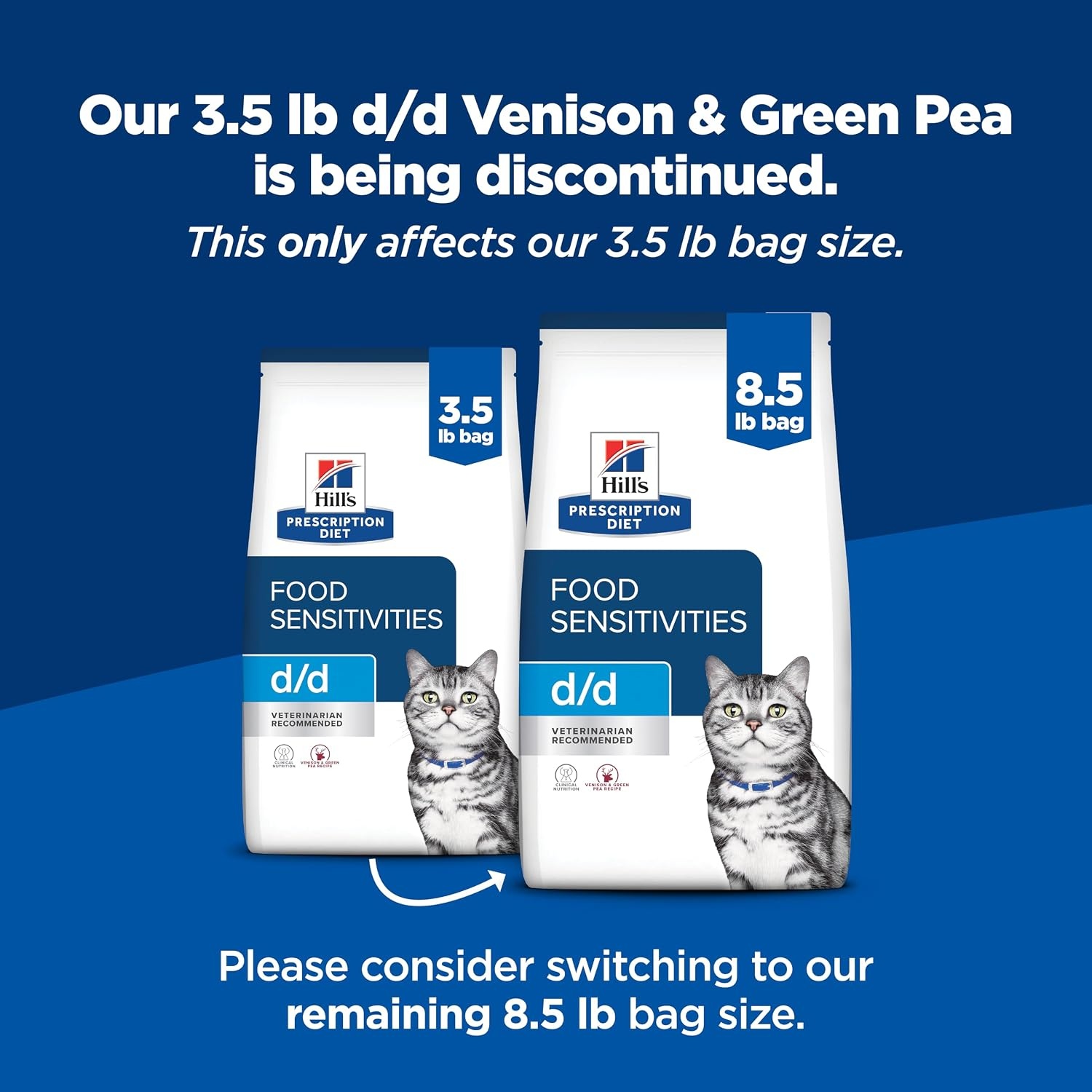 image:imageHills Prescription Diet dd Food Sensitivities Venison amp Green Pea Formula Dry Cat Food Veterinary Diet 85 lb BagVenison Green Pea