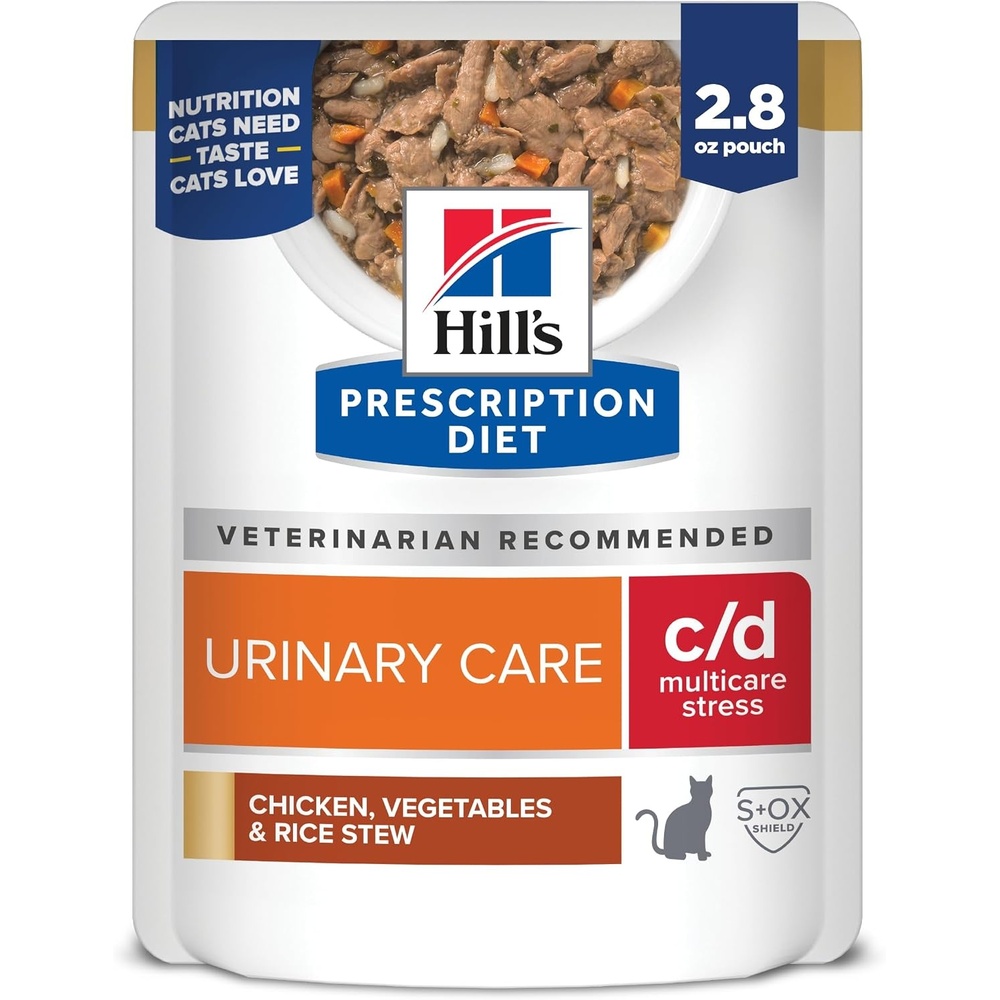 image:imageHills Prescription Diet cd Multicare Stress Wet Cat Food Vegetables Tuna amp Rice Stew 28 oz Pouches 24PackChicken  Vegetable   Rice Stew