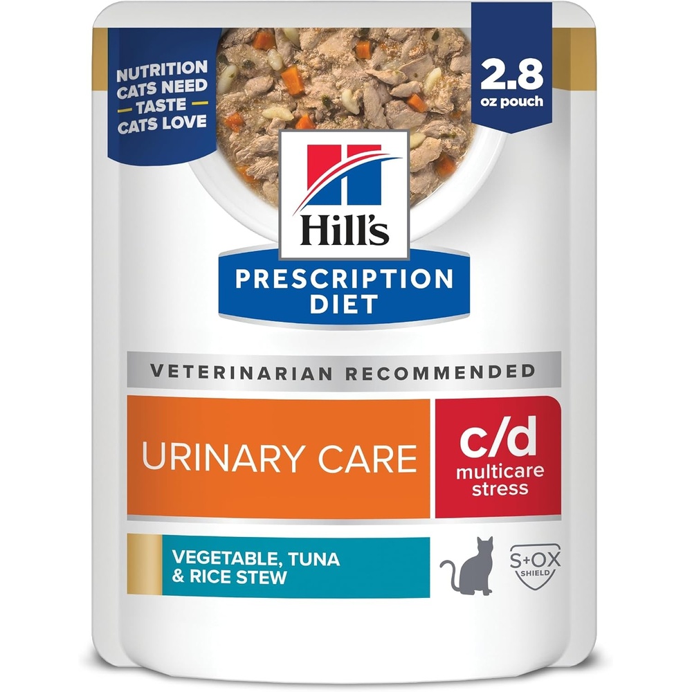 image:imageHills Prescription Diet cd Multicare Stress Wet Cat Food Vegetables Tuna amp Rice Stew 28 oz Pouches 24PackVegetable Tuna Rice Stew