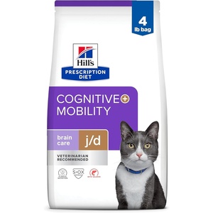 Hill’s Prescription Diet Brain Care + j/d Joint Care Dry Cat Food, Salmon, 4 lb. Bag
