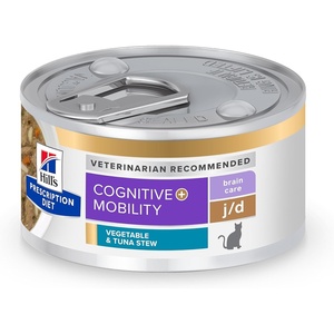 Hill’s Prescription Diet Brain Care + j/d Joint Care Wet Cat Food, Vegetable & Tuna Stew, 2.9 oz. Cans, 24-Pack