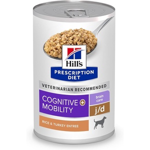 Hill’s Prescription Diet Brain Care + j/d Joint Care Wet Dog Food, Rice & Turkey, 13 oz. Cans, 12-Pack