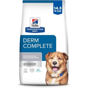Hill’s Prescription Diet Derm Complete Environmental/Food Sensitivities Dry Dog Food, Rice & Egg, 6.5 lb. Bag(14.3 Pound (Pack of 1))