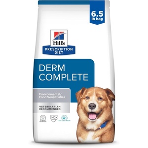 Hill’s Prescription Diet Derm Complete Environmental/Food Sensitivities Dry Dog Food, Rice & Egg, 6.5 lb. Bag(6.5 Pound (Pack of 1))