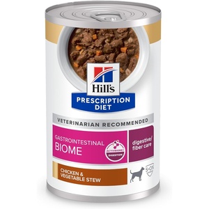 Hill’s Prescription Diet Gastrointestinal Biome Digestive/Fiber Care Wet Dog Food, Chicken & Vegetable Stew, 12.5 oz. Cans, 12-Pack