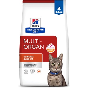Hill’s Prescription Diet Multi-Organ Complex Support Dry Cat Food, Chicken, 4 lb. Bag
