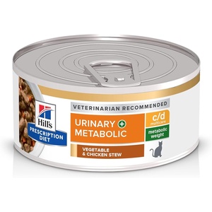 Hill’s Prescription Diet c/d Multicare + Metabolic Wet Cat Food, Vegetable & Chicken Stew, 2.9 oz. Cans, 24-Pack
