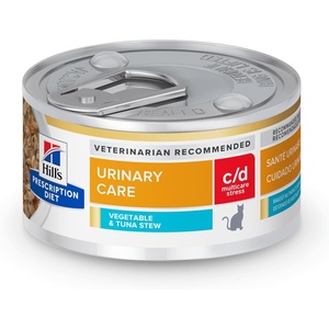 Hill’s Prescription Diet c/d Multicare Stress Urinary Care Wet Cat Food, Chicken, 5.5 oz. Cans, 24-Pack(Vegetable & Tuna Stew)