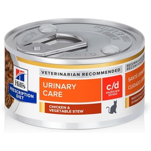 Hill’s Prescription Diet c/d Multicare Stress Urinary Care Wet Cat Food, Chicken & Vegetable Stew, 2.9 oz. Cans, 24-Pack