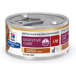 Hill’s Prescription Diet i/d Digestive Care Wet Cat Food, Chicken, 5.5 oz. Cans, 24-Pack(Chicken & Vegetable Stew)