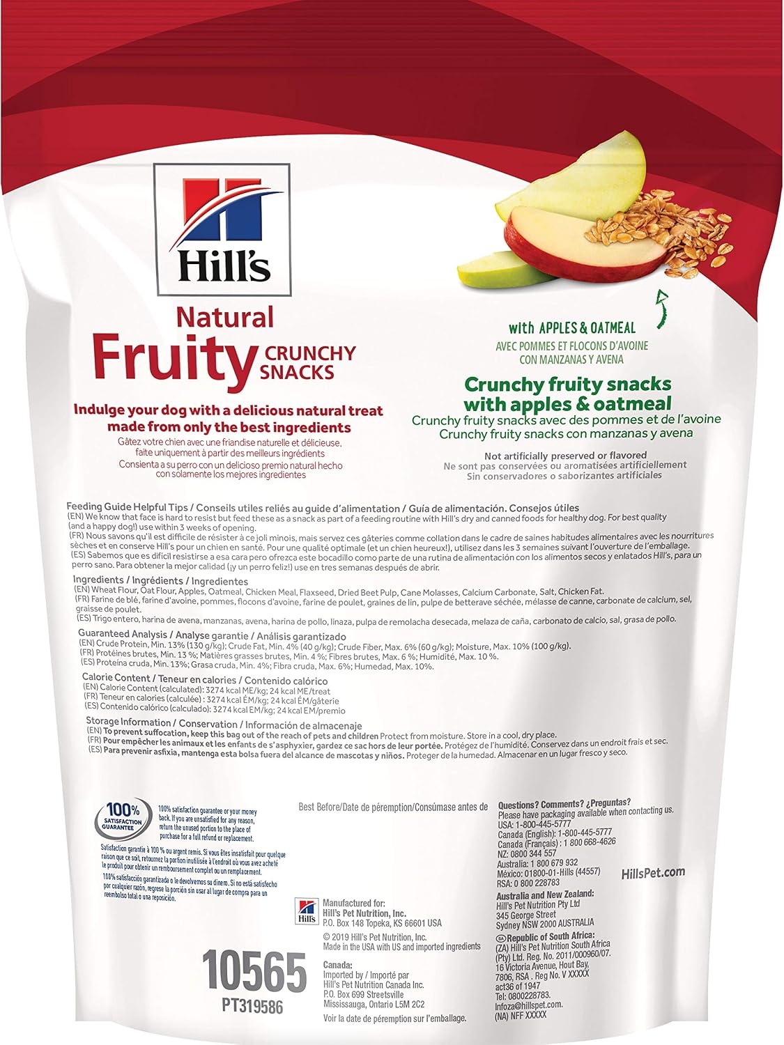 image:imageHills Natural Fruity Snacks Crunchy Dog Treats Cranberries amp Oatmeal 8 oz BagManzanas y Avena
