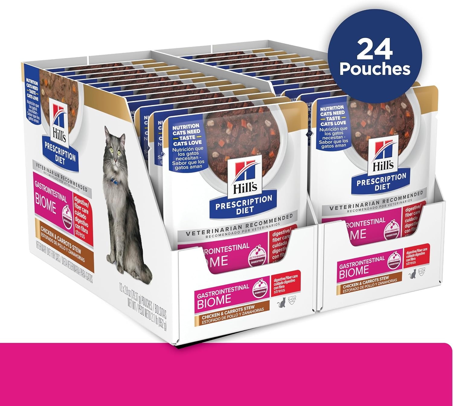 image:imageHills Prescription Diet Gastrointestinal Biome Stress DigestiveFiber Care Wet Cat Food Chicken amp Carrot Stew 28 oz Pouches 24Pack