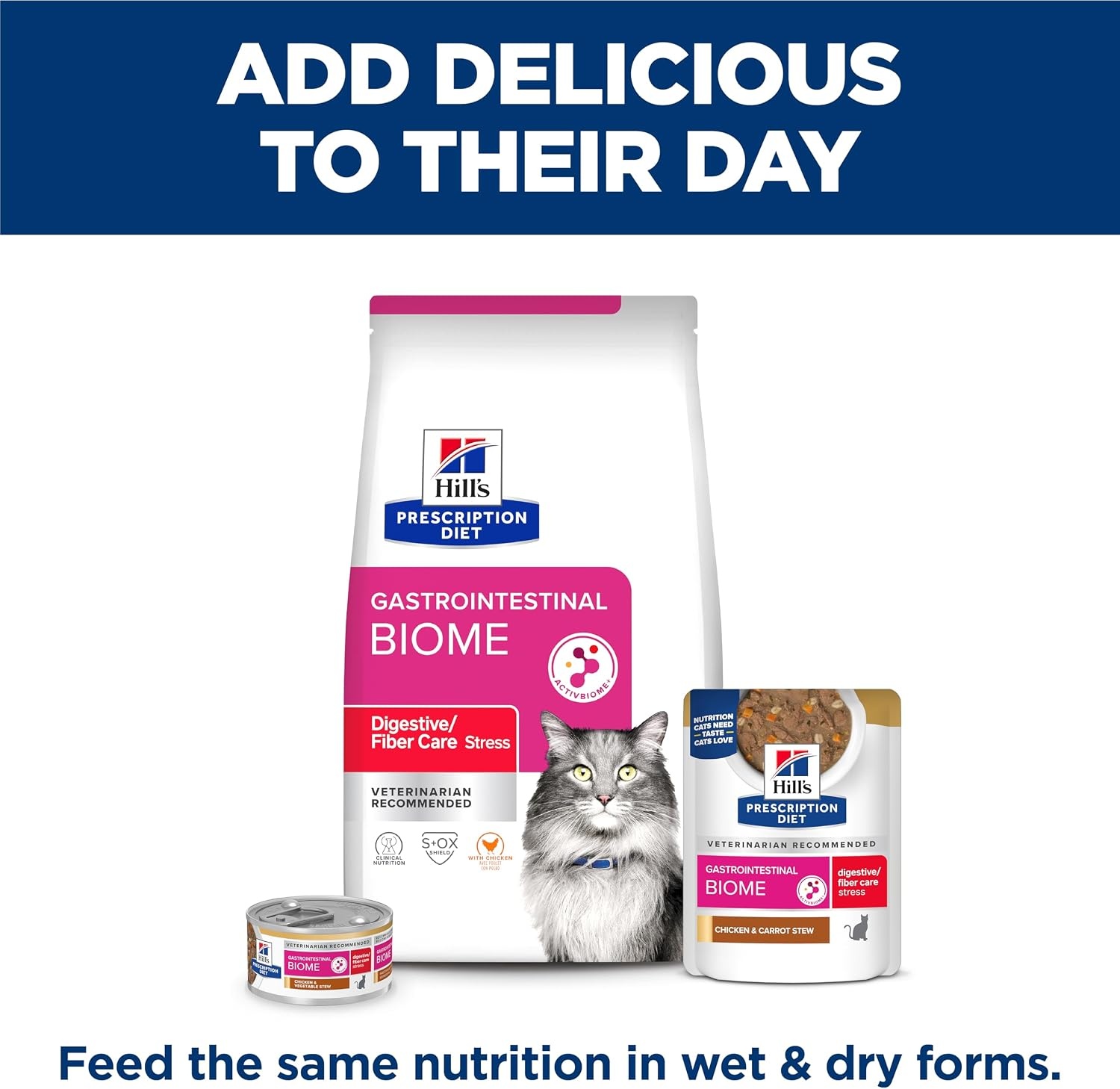 image:imageHills Prescription Diet Gastrointestinal Biome Stress DigestiveFiber Care Wet Cat Food Chicken amp Carrot Stew 28 oz Pouches 24Pack