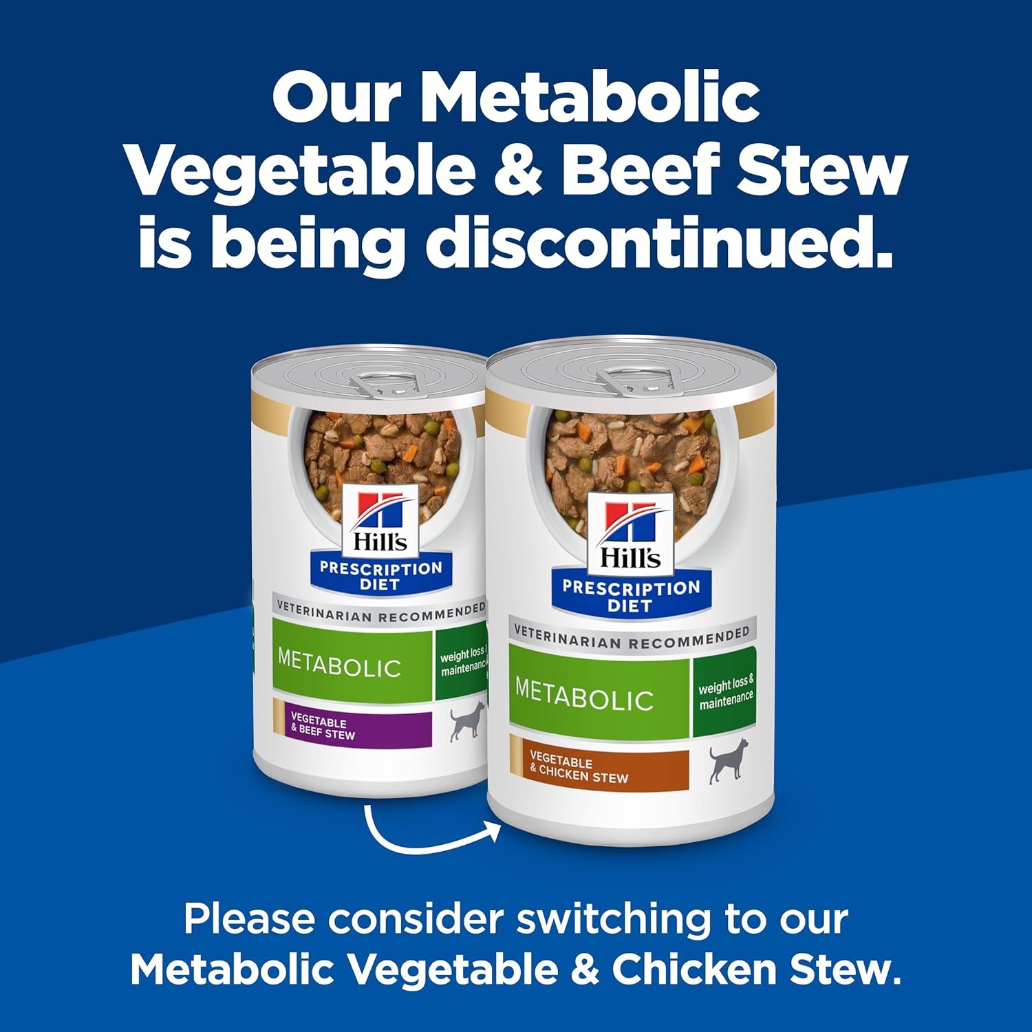 image:imageHills Prescription Diet Metabolic Weight Management Wet Dog Food Vegetable amp Beef Stew 125 oz Cans 12PackVegetable Beef Stew