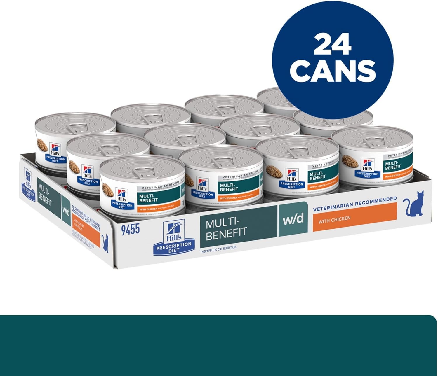 image:imageHills Prescription Diet wd MultiBenefit DigestiveWeightGlucoseUrinary Management Wet Cat Food Chicken 55 oz Cans 24Pack