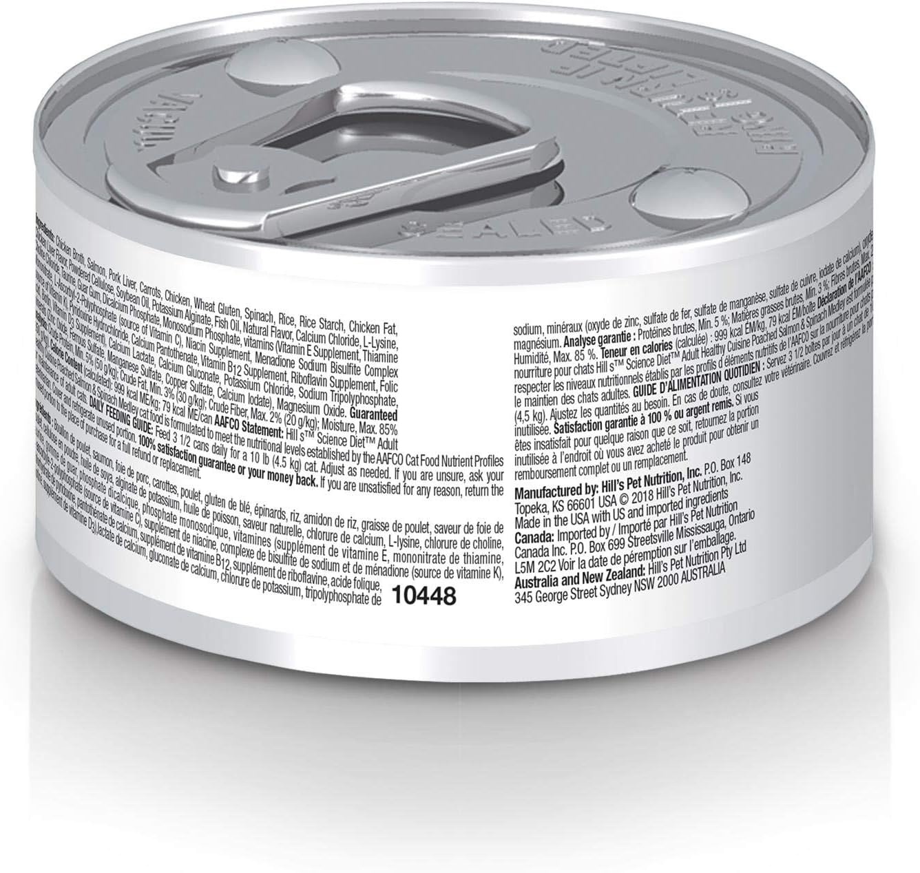image:imageHills Science Diet Adult 16 Healthy Cuisine Wet Cat Food Roasted Chicken amp Rice Medley in Gravy 28 oz Cans 24PackPoached Salmon Spinach Stew