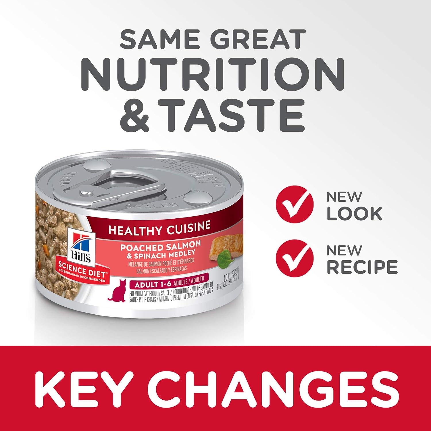 image:imageHills Science Diet Adult 16 Healthy Cuisine Wet Cat Food Roasted Chicken amp Rice Medley in Gravy 28 oz Cans 24PackPoached Salmon Spinach Stew