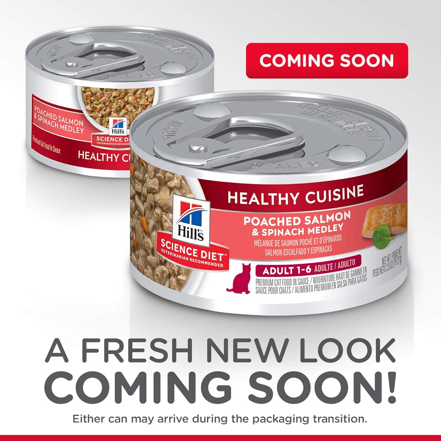 image:imageHills Science Diet Adult 16 Healthy Cuisine Wet Cat Food Roasted Chicken amp Rice Medley in Gravy 28 oz Cans 24PackPoached Salmon Spinach Stew