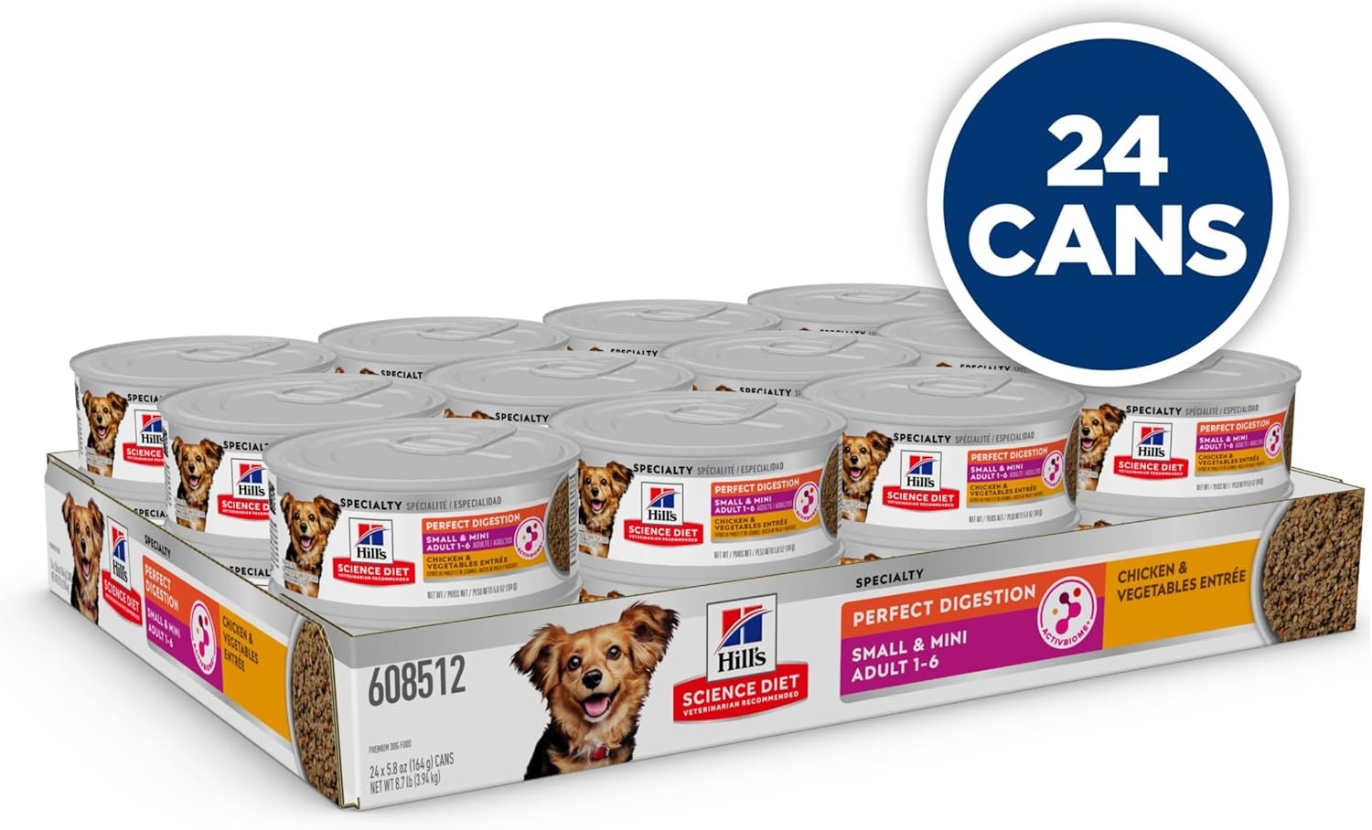 image:imageHills Science Diet Adult 16 Perfect Digestion Small amp Mini Wet Dog Food Chicken amp Vegetables 58 oz Cans 24Pack