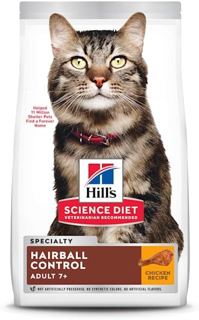 image:imageHills Science Diet Adult 7 Hairball Control Dry Cat Food Chicken 155 lb BagChicken