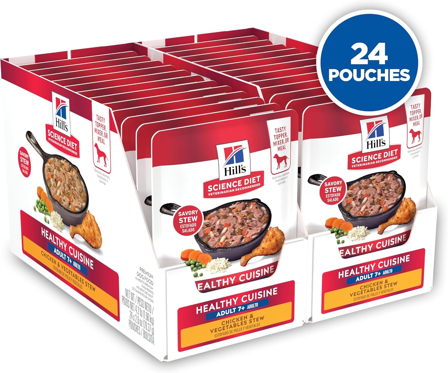 image:imageHills Science Diet Adult 7 Healthy Cuisine Wet Dog Food Chicken amp Vegetables Stew 28 oz Pouches 24Pack