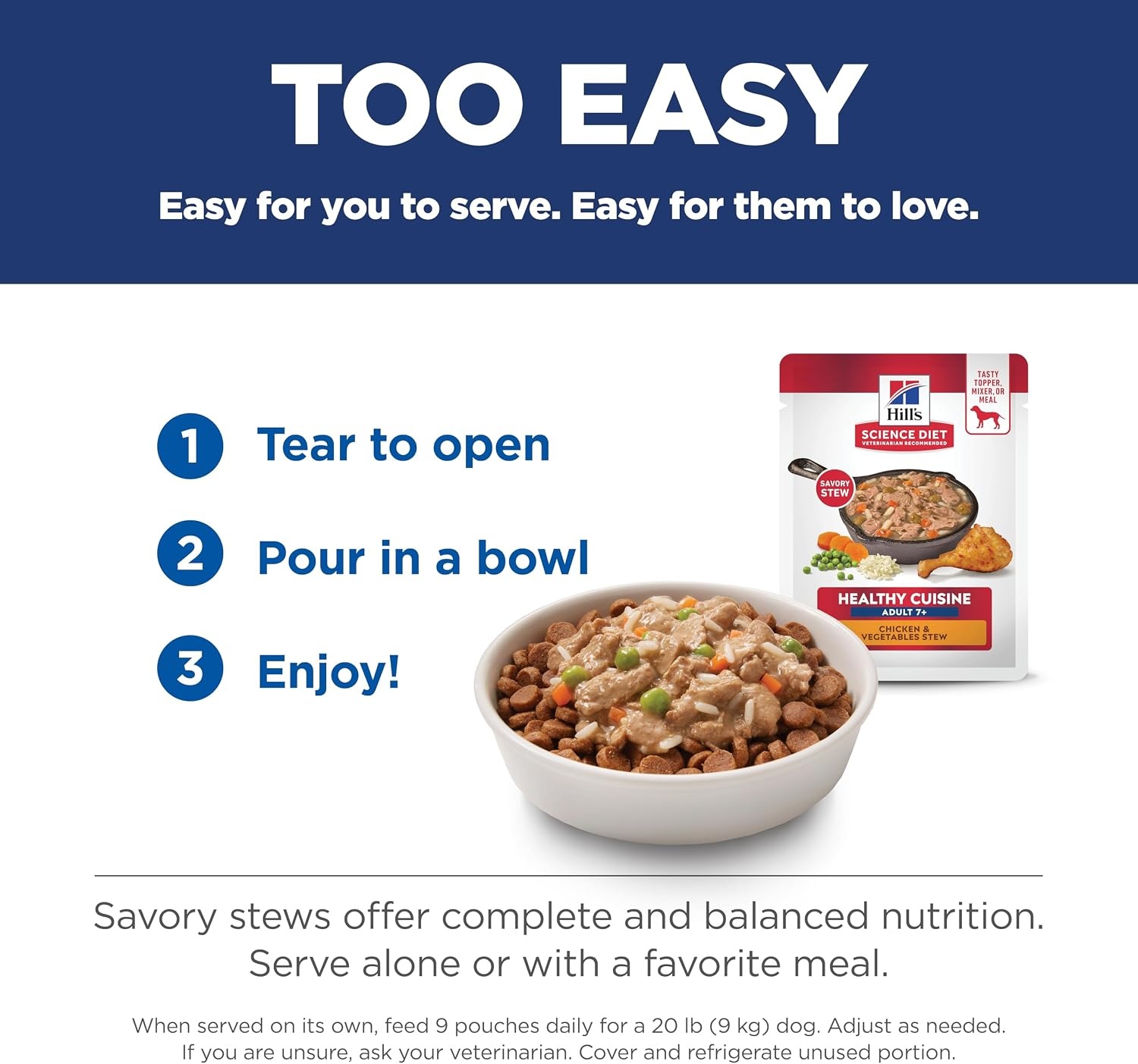 image:imageHills Science Diet Adult 7 Healthy Cuisine Wet Dog Food Chicken amp Vegetables Stew 28 oz Pouches 24Pack