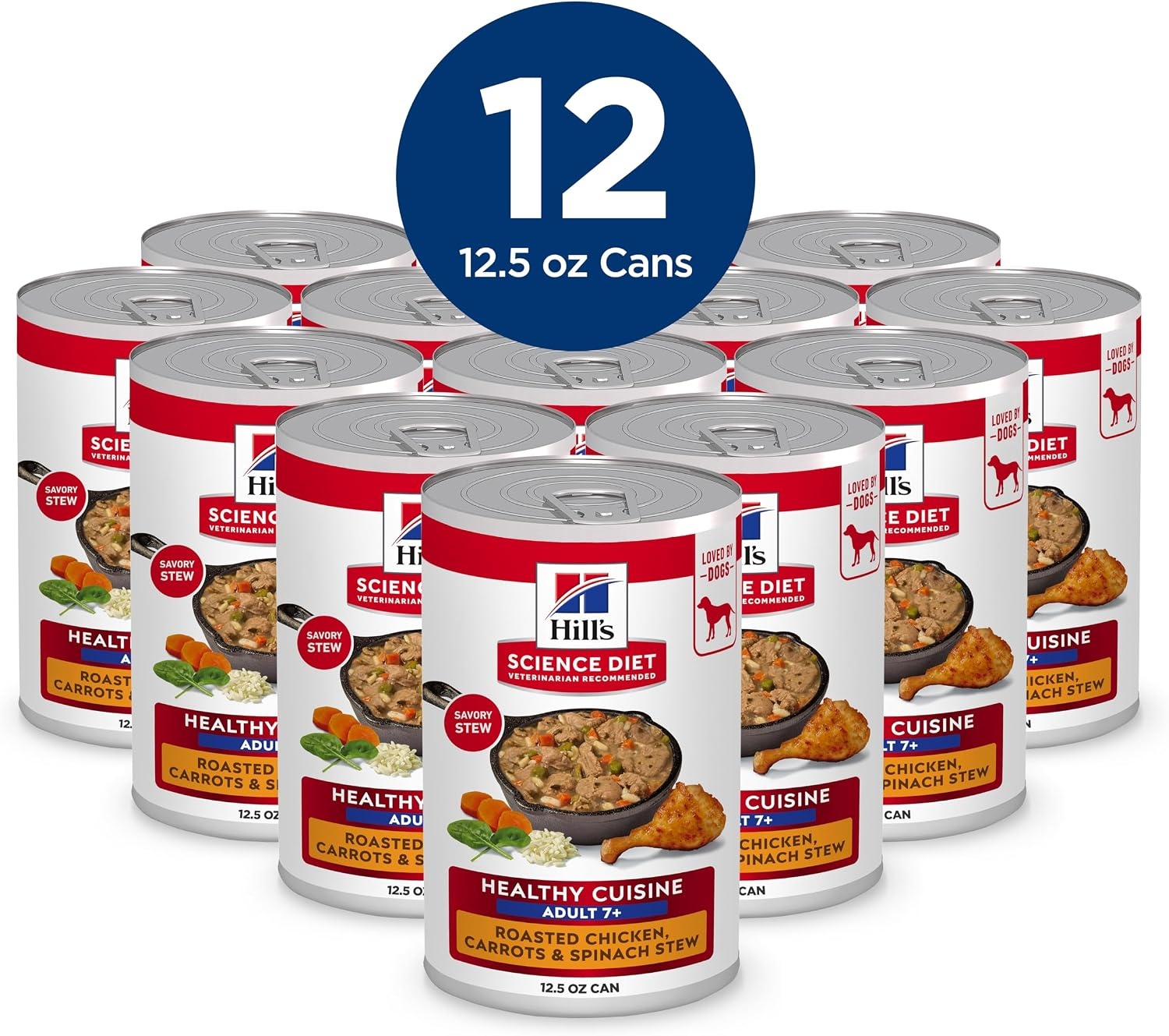 image:imageHills Science Diet Adult 7 Healthy Cuisine Wet Dog Food Roasted Chicken Carrots amp Spinach Stew 125 oz Cans 12PackRoasted Chicken Carrots Spinach Stew