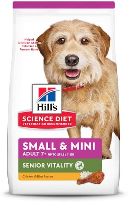 image:imageHills Science Diet Adult 7 Senior Vitality Small amp Mini Dry Dog Food Chicken amp Rice 35 lb BagChicken Rice