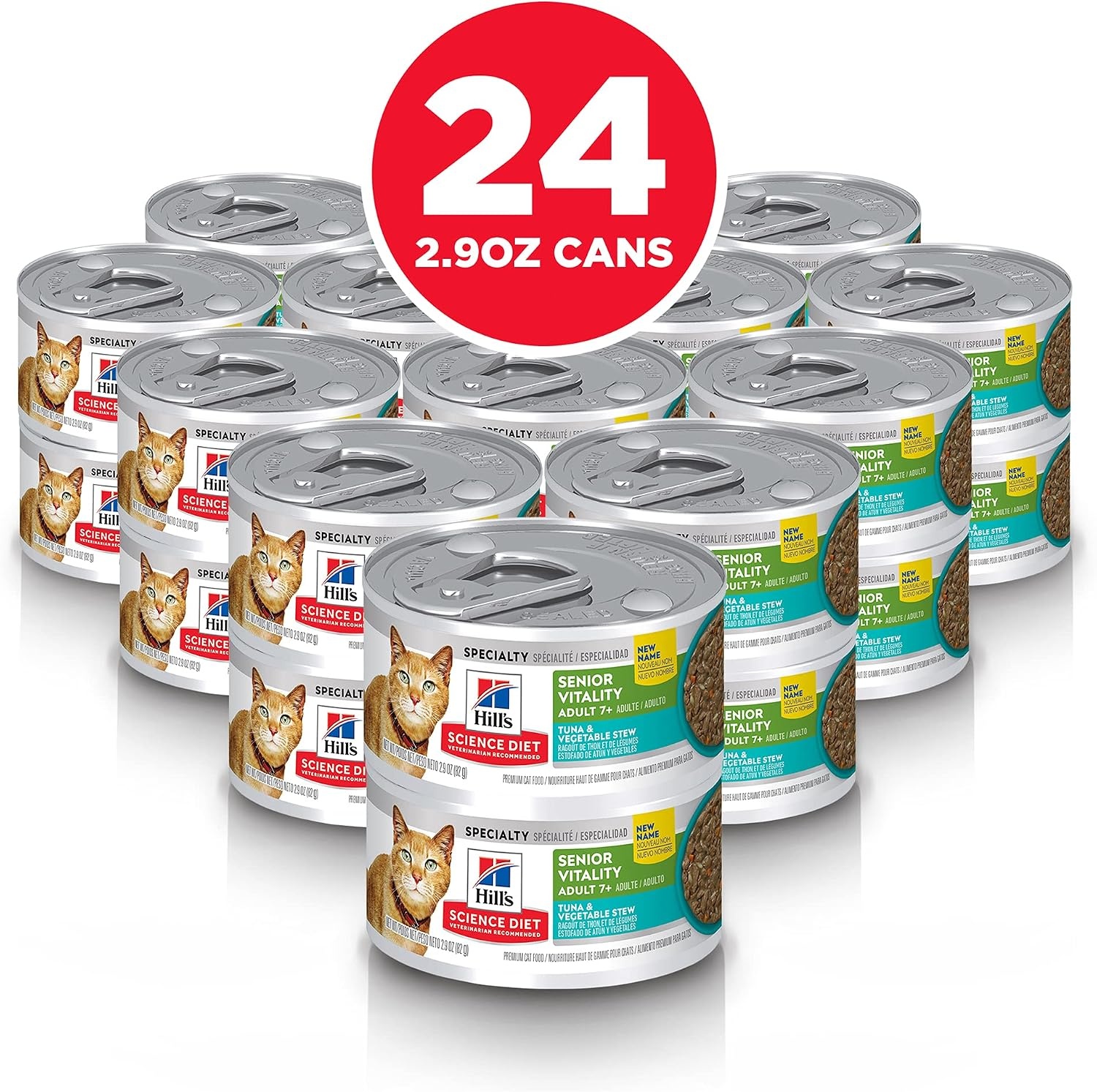 image:imageHills Science Diet Adult 7 Senior Vitality Wet Cat Food Tuna amp Vegetable Entree 29 oz Cans 24Pack