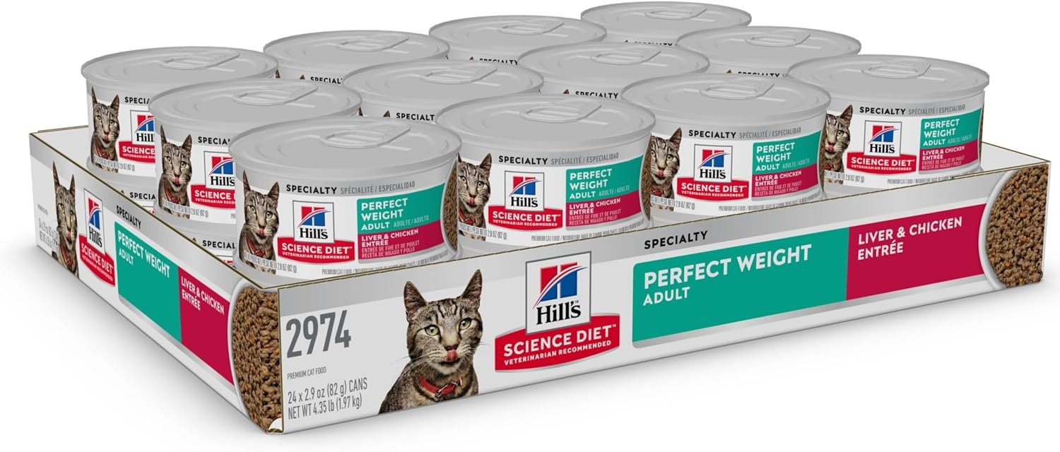 image:imageHills Science Diet Adult Perfect Weight Wet Cat Food Vegetable amp Salmon 29 oz Cans 24PackLiver Chicken Minced