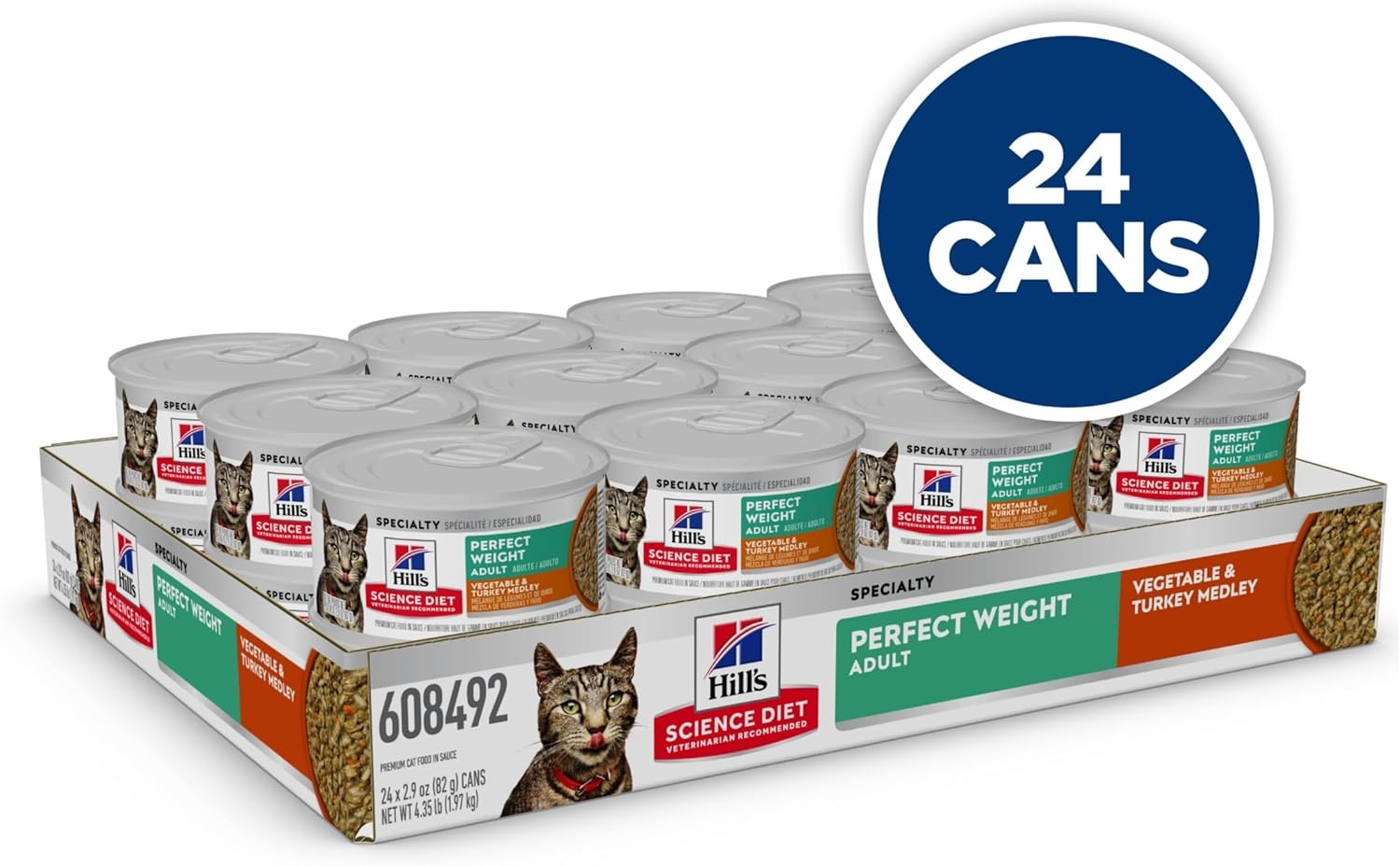 image:imageHills Science Diet Adult Perfect Weight Wet Cat Food Vegetable amp Salmon 29 oz Cans 24PackTurkey Vegetables Stew