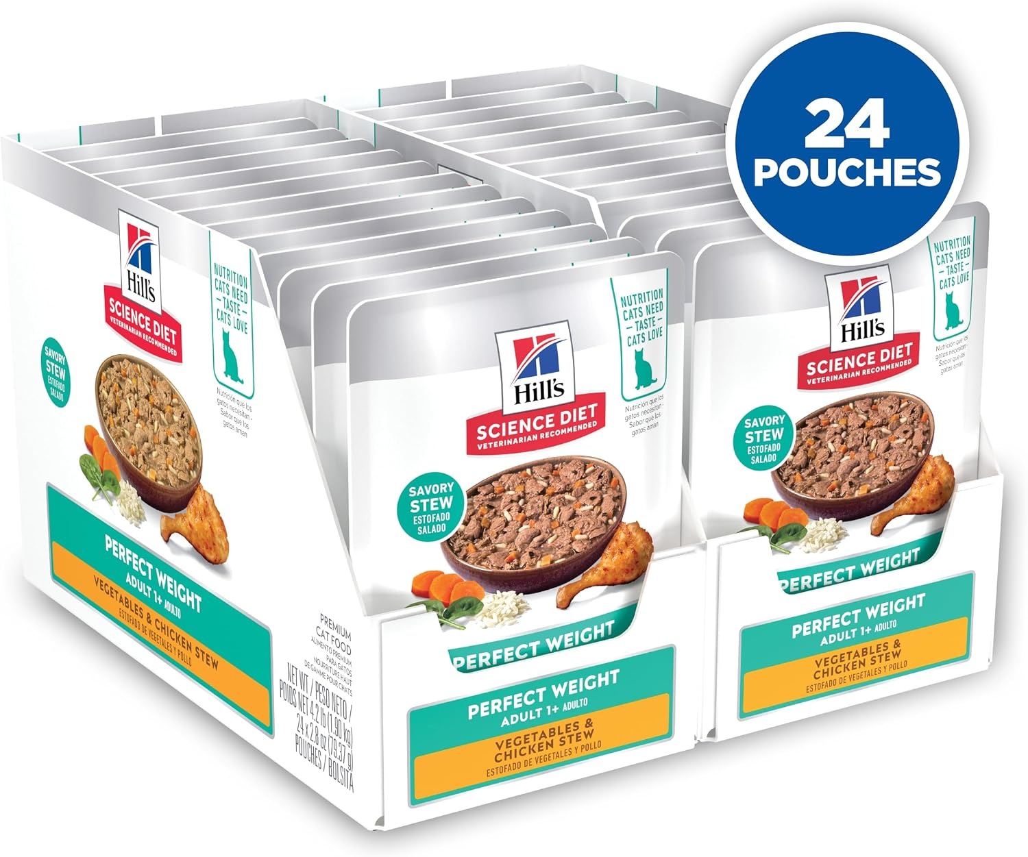 image:imageHills Science Diet Adult Perfect Weight Wet Cat Food Vegetables amp Salmon Stew 28 oz Pouches 24PackChicken Vegetables Stew