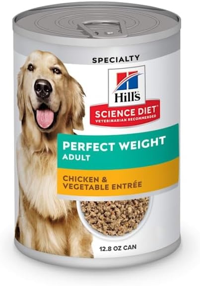 image:imageHills Science Diet Adult Perfect Weight Wet Dog Food Hearty Vegetable amp Chicken Stew 125 oz Cans 12PackChicken Vegetables Loaf