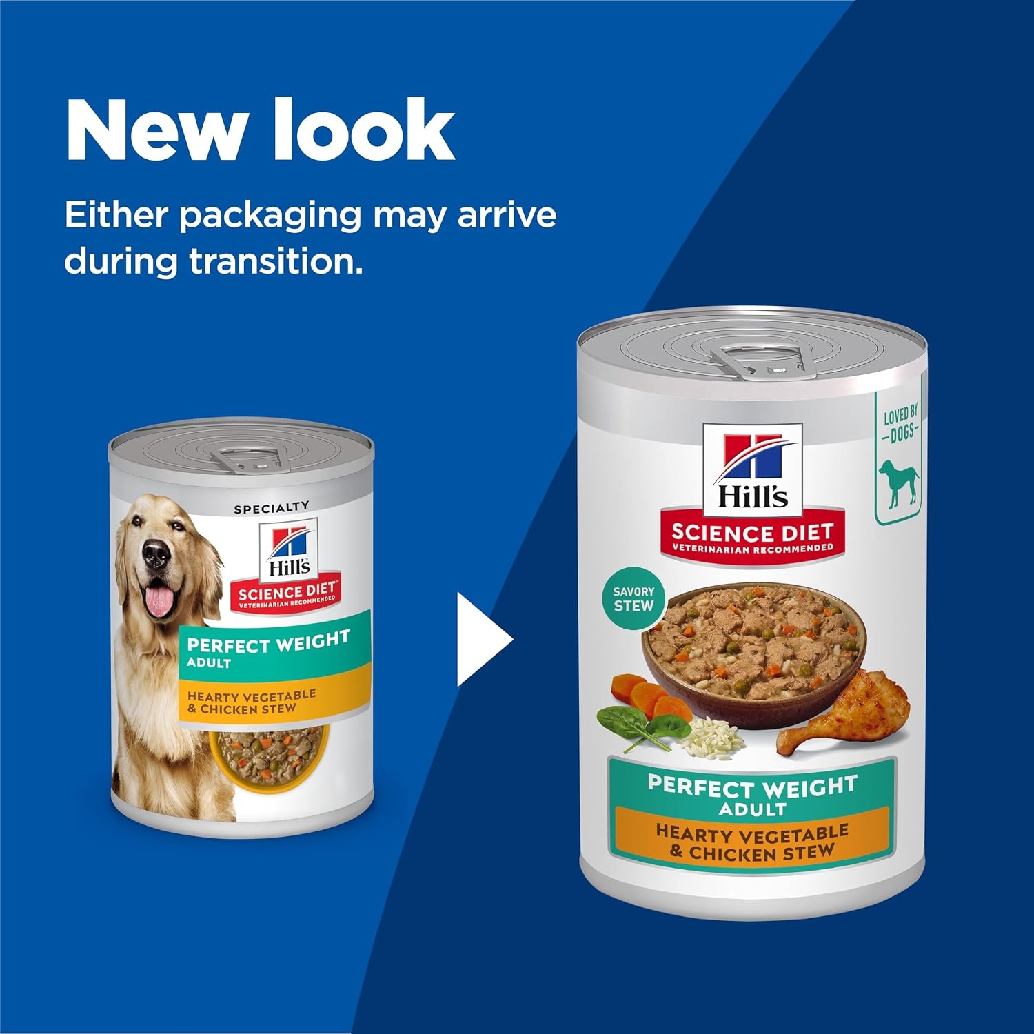 image:imageHills Science Diet Adult Perfect Weight Wet Dog Food Hearty Vegetable amp Chicken Stew 125 oz Cans 12PackChicken Vegetables Stew