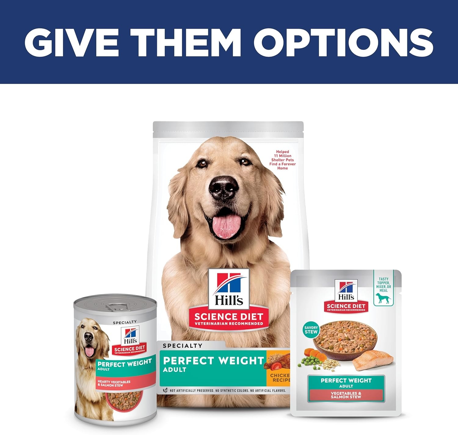image:imageHills Science Diet Adult Perfect Weight Wet Dog Food Vegetables amp Salmon Stew 28 oz Pouches 24Pack