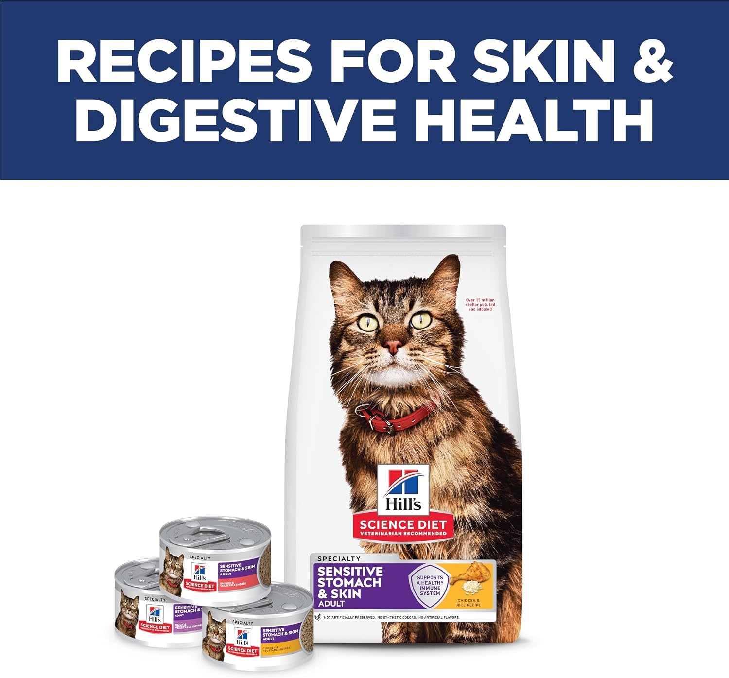 image:imageHills Science Diet Adult Sensitive Stomach amp Skin Dry Cat Food Chicken amp Rice 35 lb Bag Updated FormulaChicken Rice