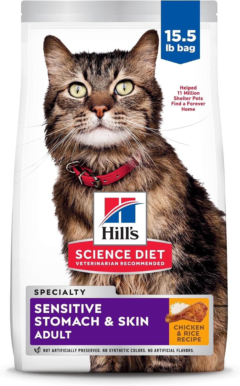 image:imageHills Science Diet Adult Sensitive Stomach amp Skin Dry Cat Food Chicken amp Rice 35 lb Bag Updated FormulaChicken Rice