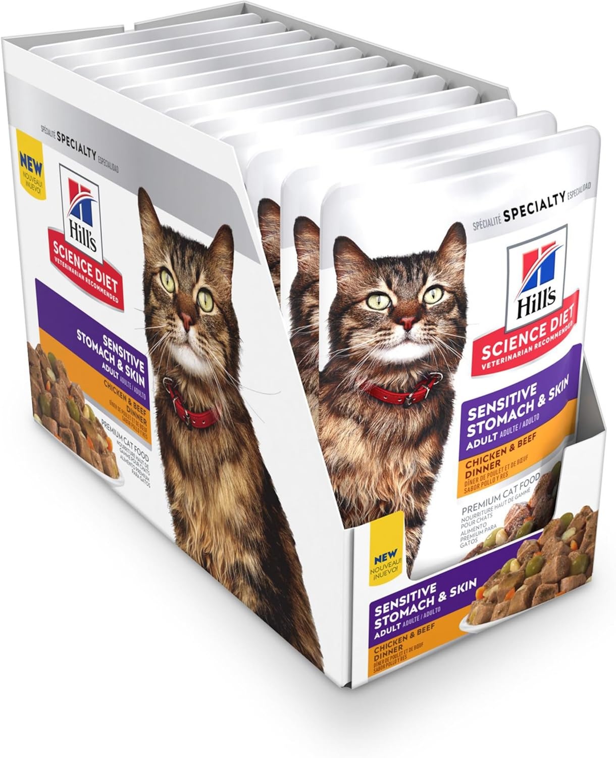 image:imageHills Science Diet Adult Sensitive Stomach amp Skin Wet Cat Food Chicken amp Beef 28 oz Pouches 24PackChicken Beef Stew