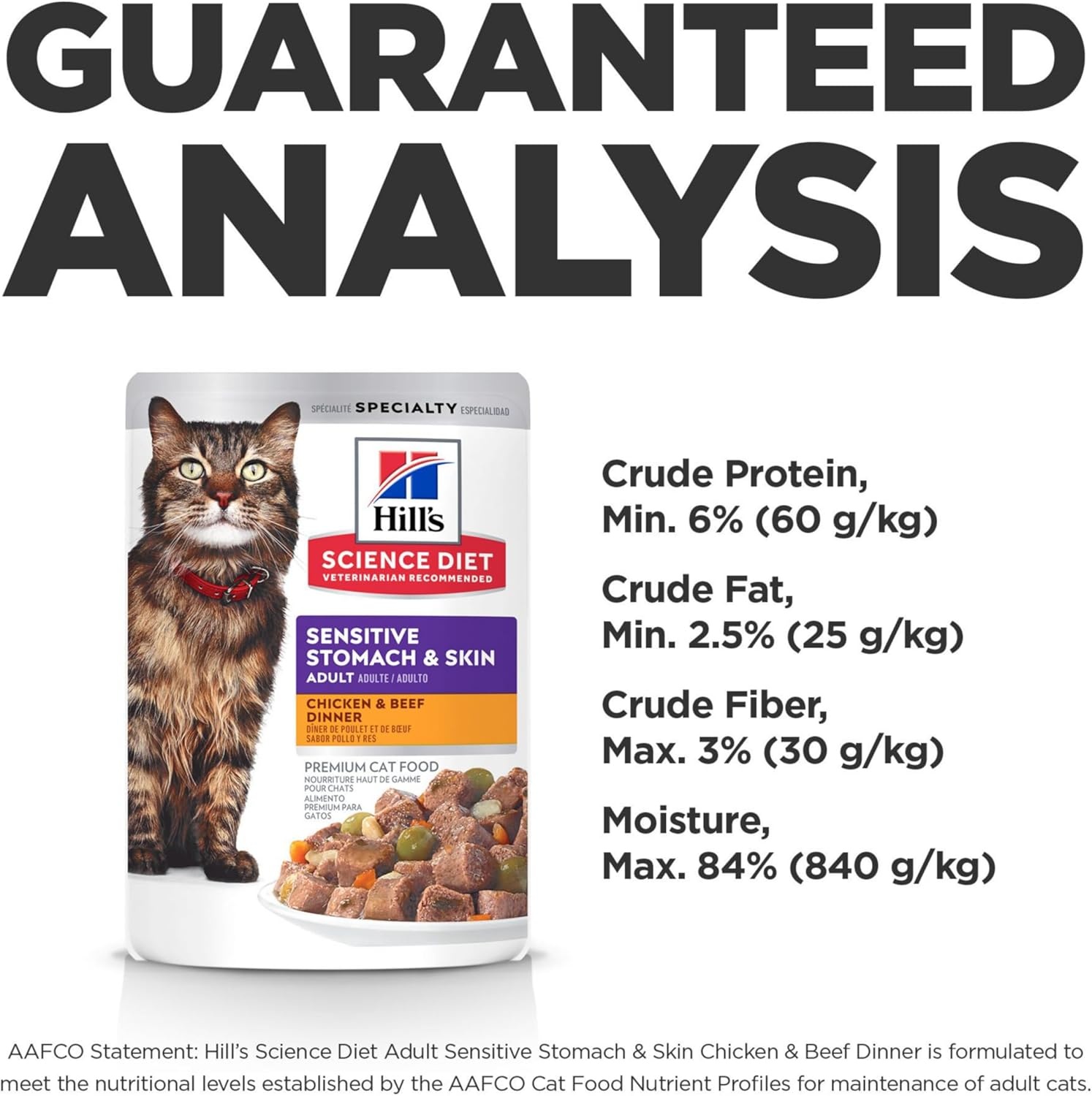 image:imageHills Science Diet Adult Sensitive Stomach amp Skin Wet Cat Food Chicken amp Beef 28 oz Pouches 24PackChicken Beef Stew