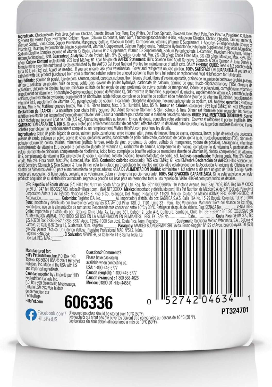 image:imageHills Science Diet Adult Sensitive Stomach amp Skin Wet Cat Food Chicken amp Beef 28 oz Pouches 24PackSalmon Tuna Stew