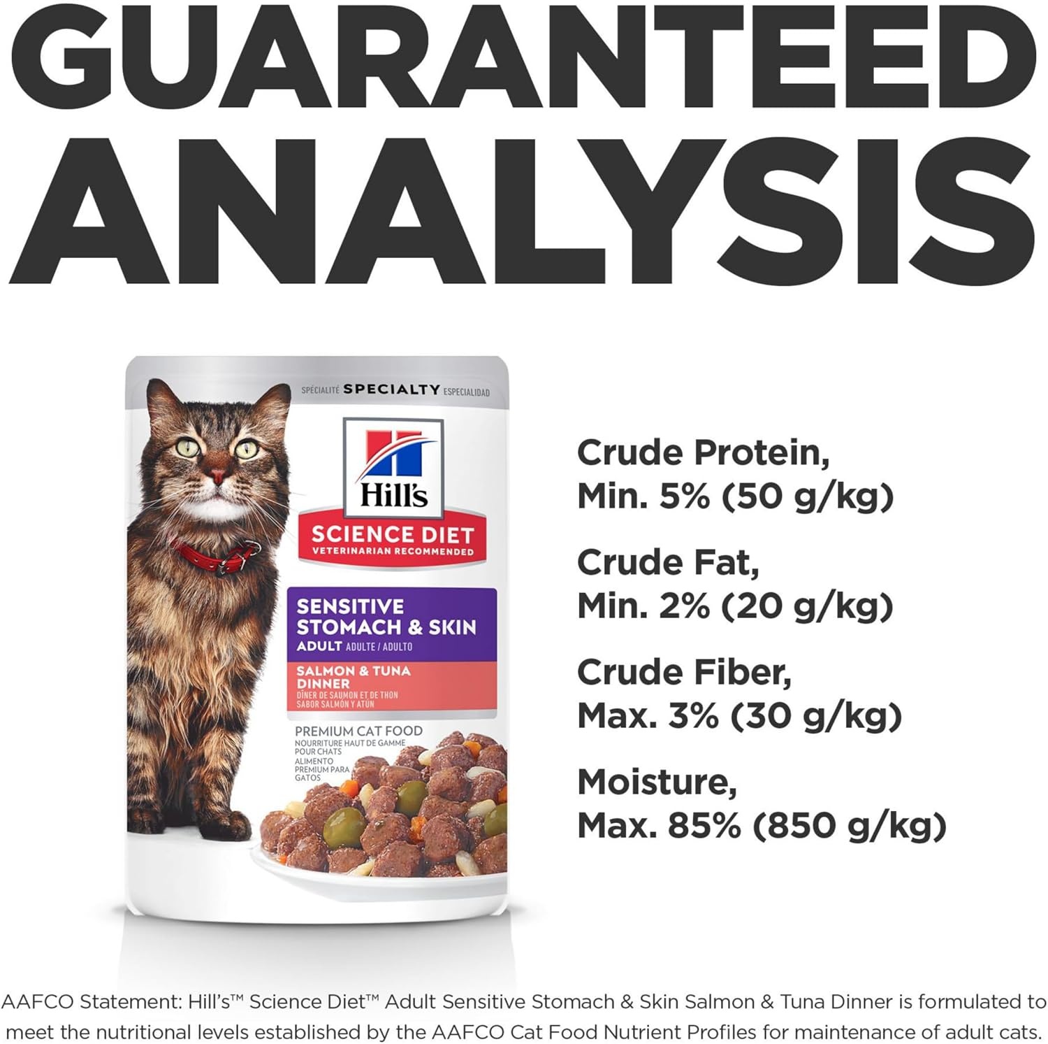 image:imageHills Science Diet Adult Sensitive Stomach amp Skin Wet Cat Food Chicken amp Beef 28 oz Pouches 24PackSalmon Tuna Stew