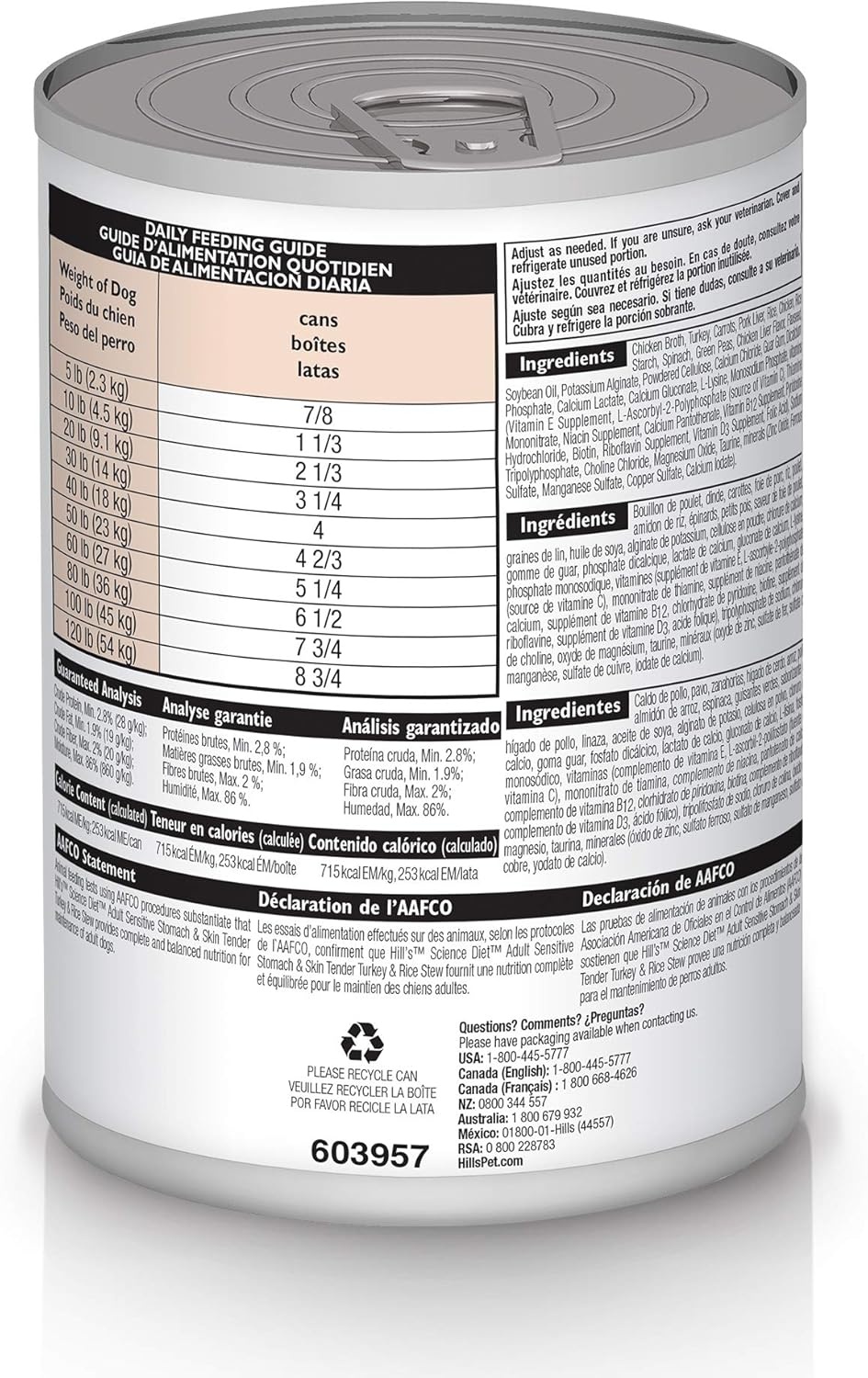 image:imageHills Science Diet Adult Sensitive Stomach amp Skin Wet Dog Food Variety Pack Chicken amp Vegetable Salmon amp Vegetable 128 oz Cans 12PackTurkey Rice Stew